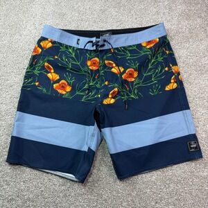 Vans Board Shorts Mens 34 Blue Flowers Floral Casual Swim Surf Surfer‎